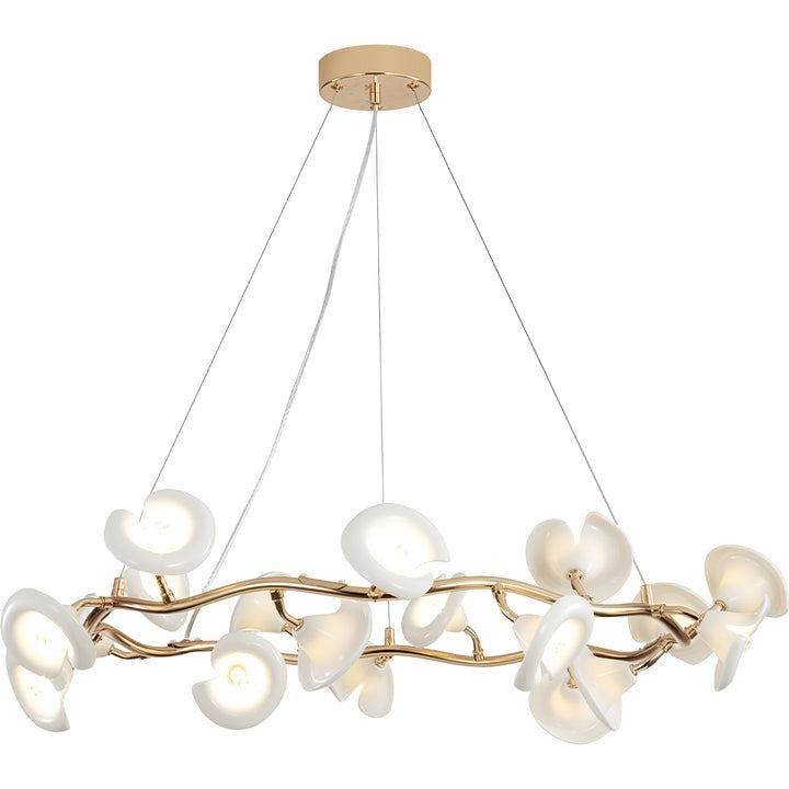 Ceramic Blossom Petal Chandelier – Floral-Inspired Ceiling Light