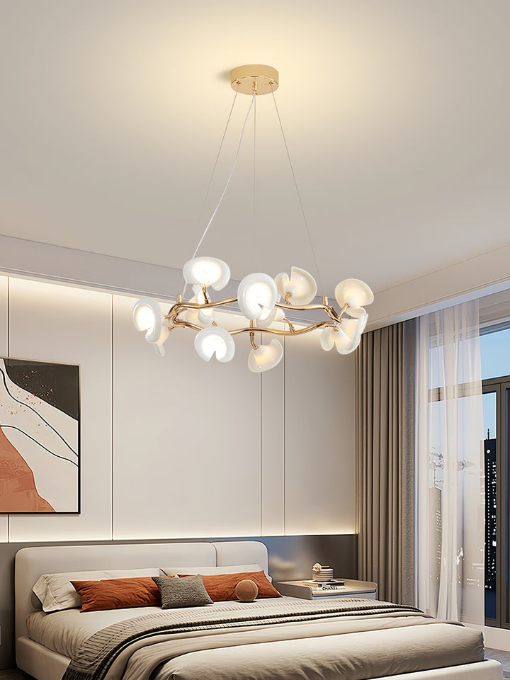 Ceramic Blossom Petal Chandelier – Floral-Inspired Ceiling Light