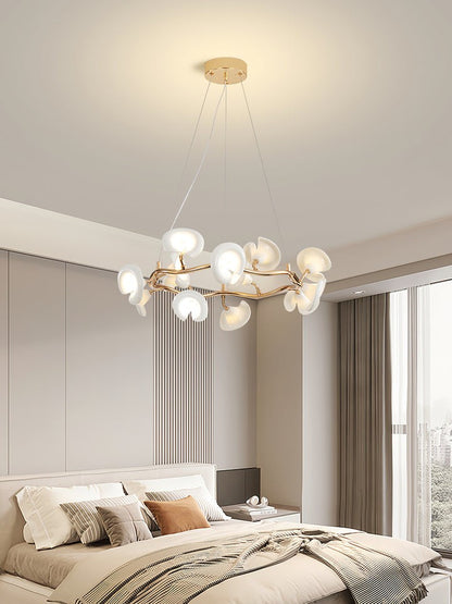 Ceramic Blossom Petal Chandelier – Floral-Inspired Ceiling Light