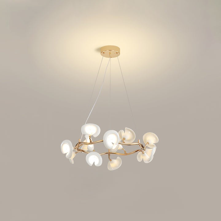 Ceramic Blossom Petal Chandelier – Floral-Inspired Ceiling Light