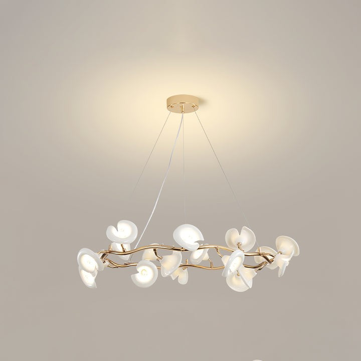 Ceramic Blossom Petal Chandelier – Floral-Inspired Ceiling Light