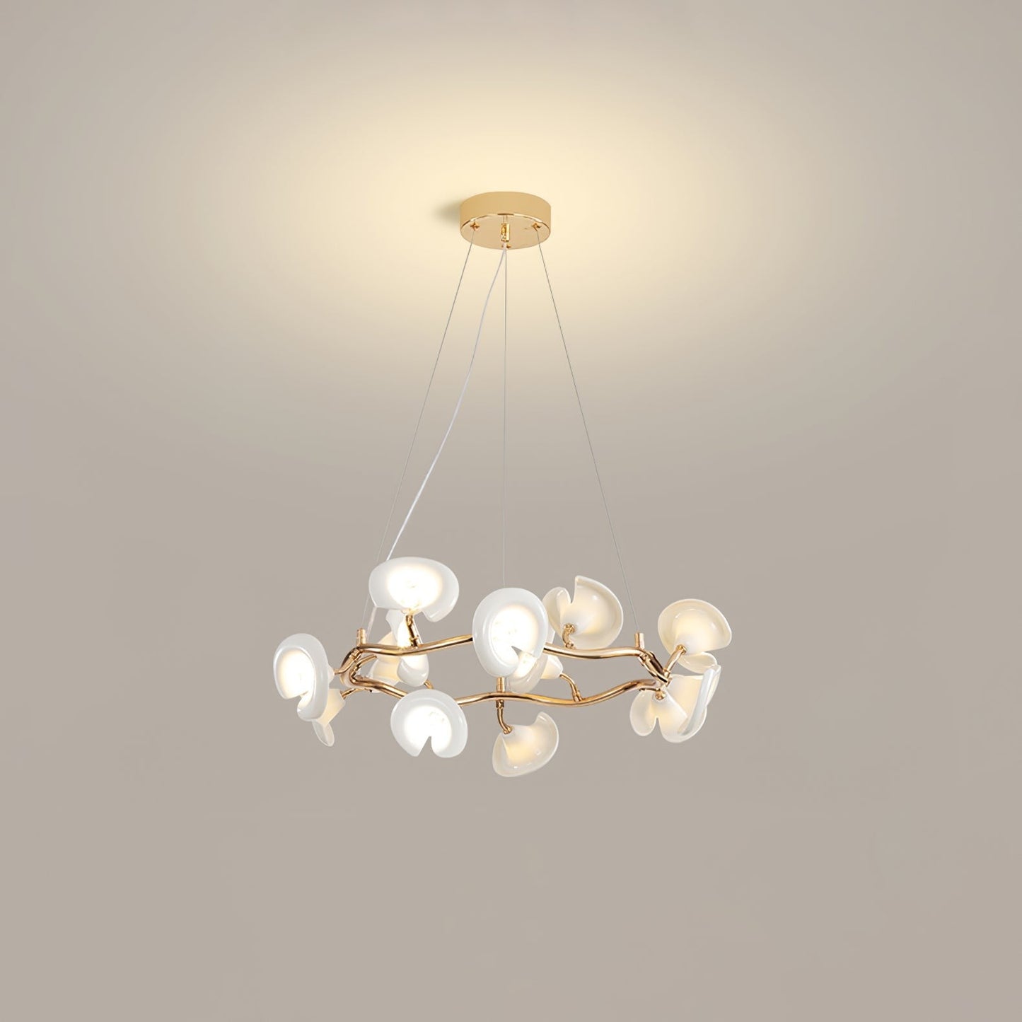 Ceramic Blossom Petal Chandelier – Floral-Inspired Ceiling Light