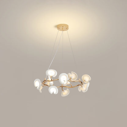 Ceramic Blossom Petal Chandelier – Floral-Inspired Ceiling Light