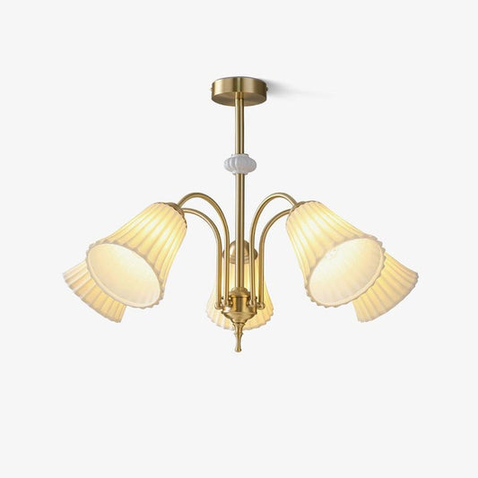 Ceramic Trumpet Chandelier in Gold Finish