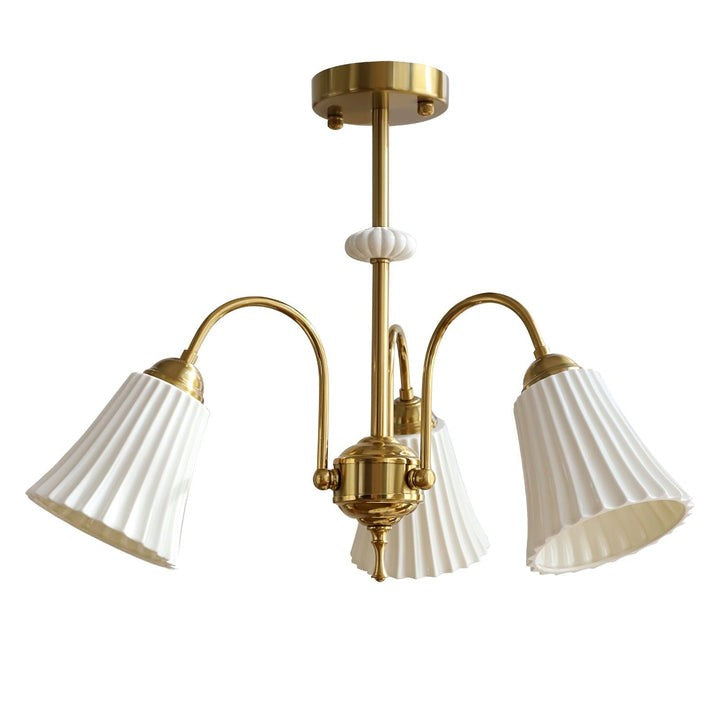Ceramic Trumpet Chandelier in Gold Finish