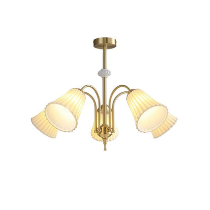 Ceramic Trumpet Chandelier in Gold Finish