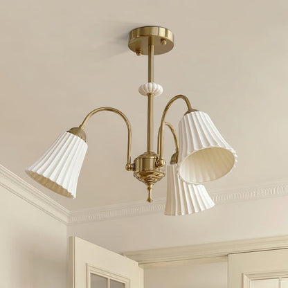 Ceramic Trumpet Chandelier in Gold Finish