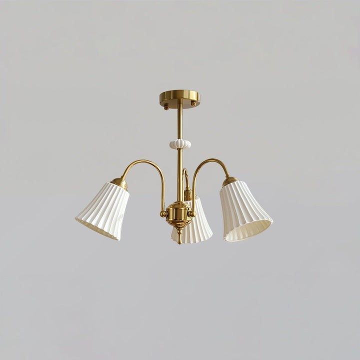 Ceramic Trumpet Chandelier in Gold Finish