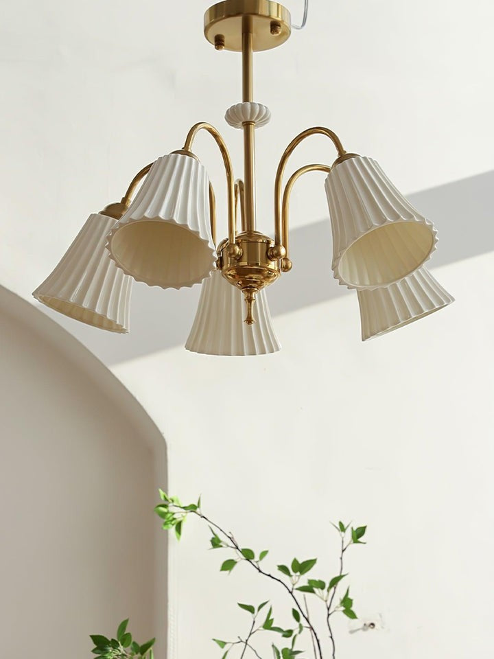 Ceramic Trumpet Chandelier in Gold Finish