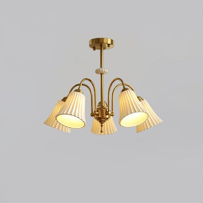 Ceramic Trumpet Chandelier in Gold Finish