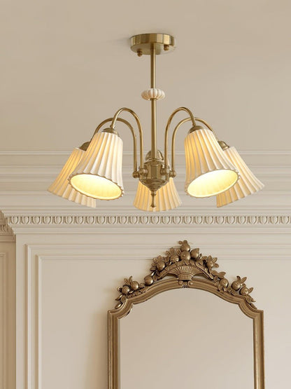 Ceramic Trumpet Chandelier in Gold Finish