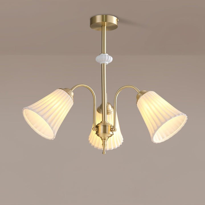 Ceramic Trumpet Chandelier in Gold Finish