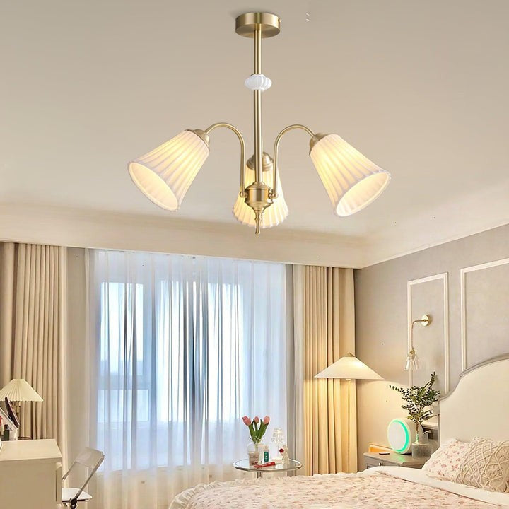 Ceramic Trumpet Chandelier in Gold Finish