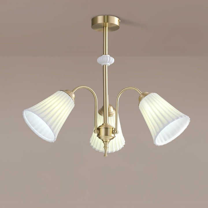 Ceramic Trumpet Chandelier in Gold Finish