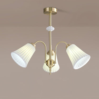 Ceramic Trumpet Chandelier in Gold Finish
