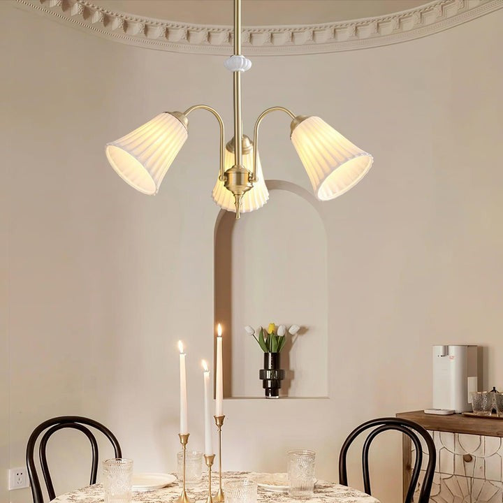 Ceramic Trumpet Chandelier in Gold Finish