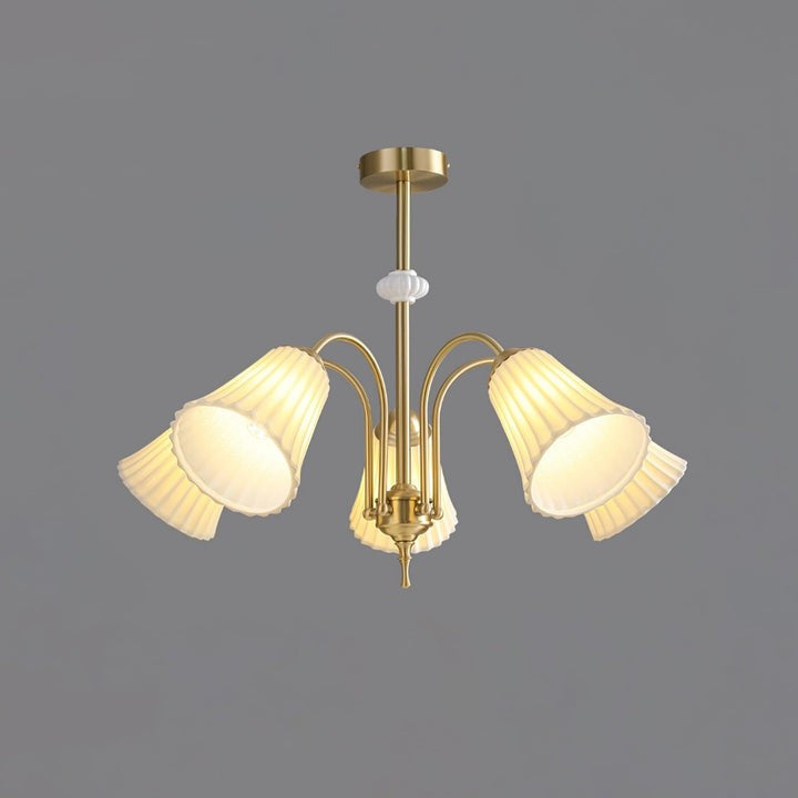 Ceramic Trumpet Chandelier in Gold Finish