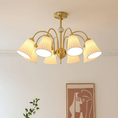 Ceramic Trumpet Chandelier in Gold Finish