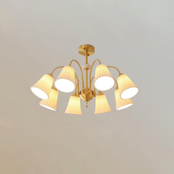Ceramic Trumpet Chandelier in Gold Finish