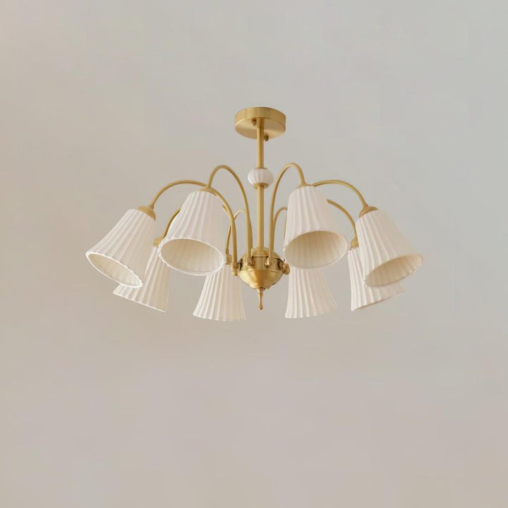 Ceramic Trumpet Chandelier in Gold Finish