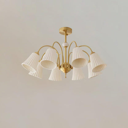 Ceramic Trumpet Chandelier in Gold Finish