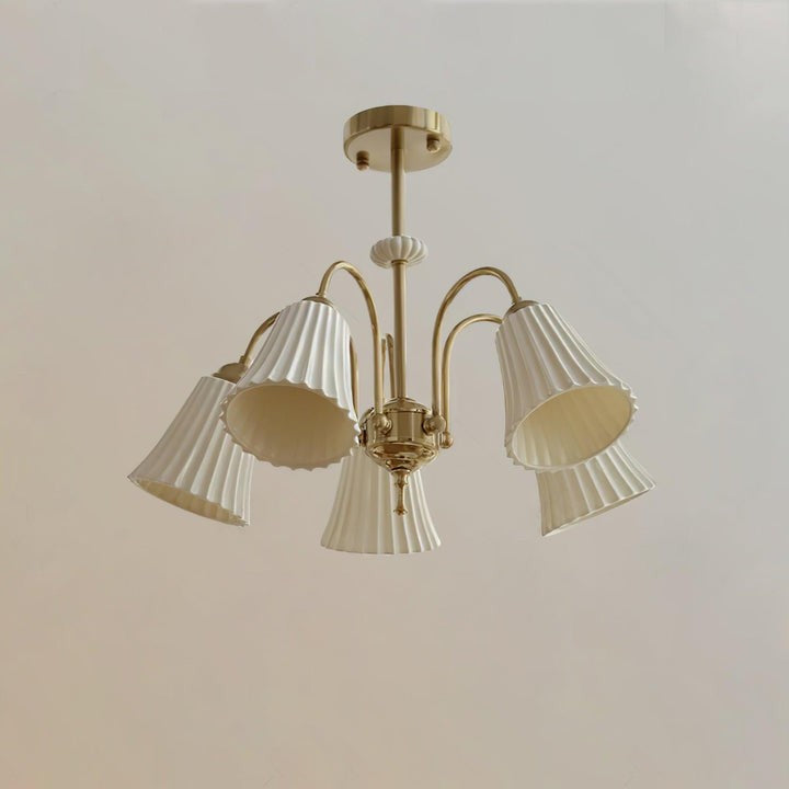 Ceramic Trumpet Chandelier in Gold Finish