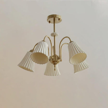 Ceramic Trumpet Chandelier in Gold Finish