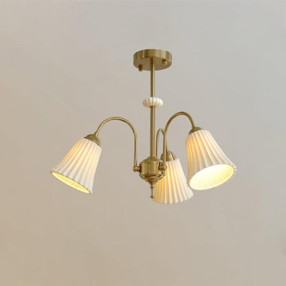 Ceramic Trumpet Chandelier in Gold Finish