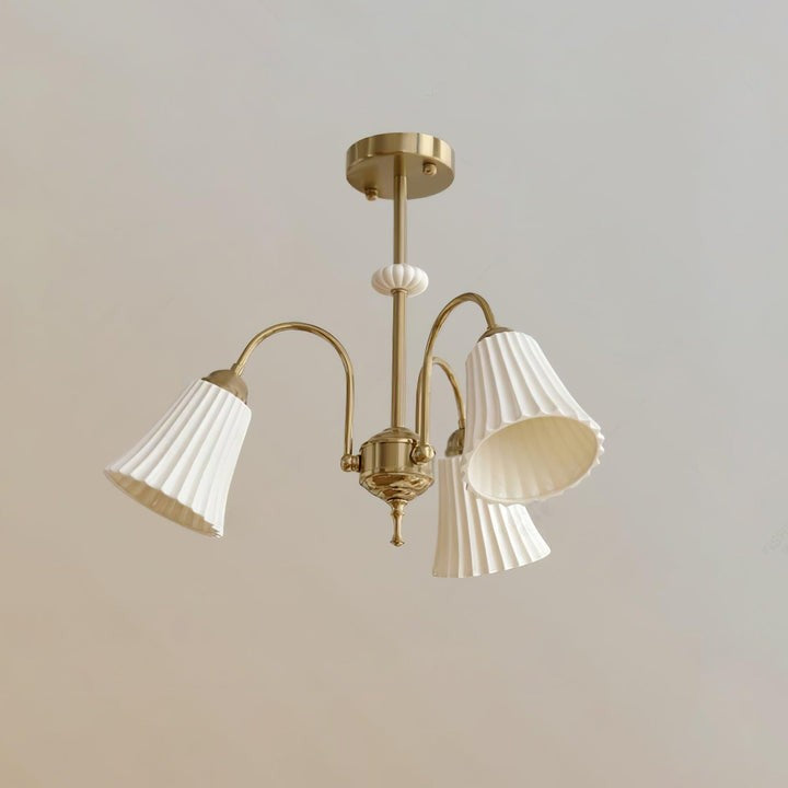 Ceramic Trumpet Chandelier in Gold Finish