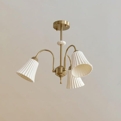 Ceramic Trumpet Chandelier in Gold Finish