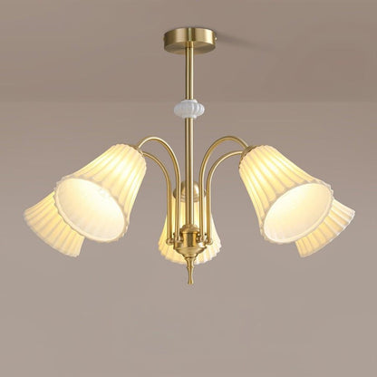 Ceramic Trumpet Chandelier in Gold Finish