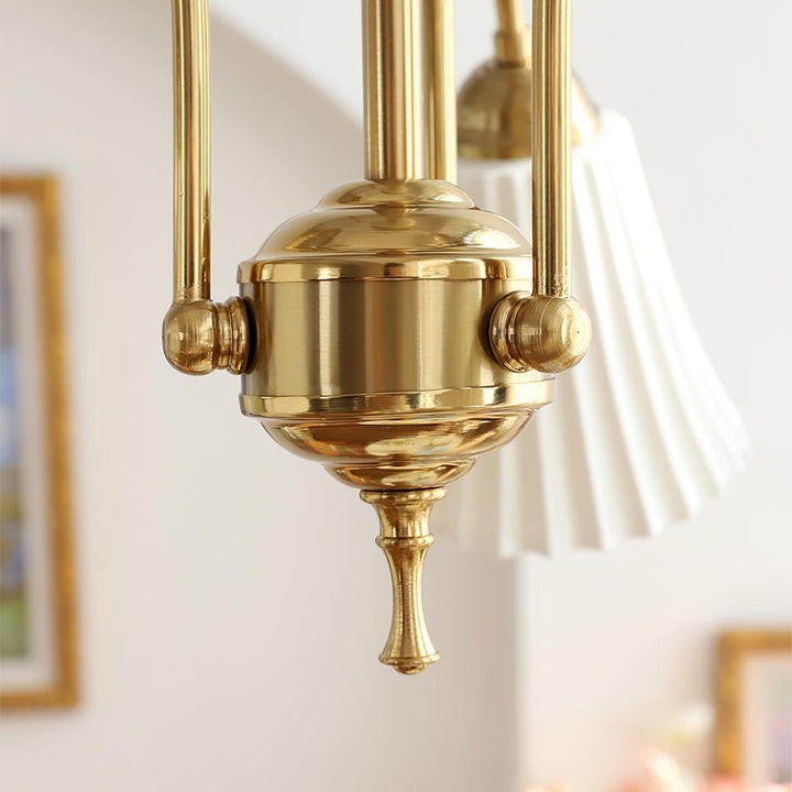 Ceramic Trumpet Chandelier in Gold Finish