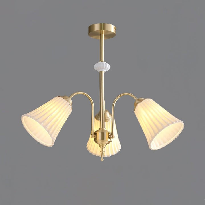 Ceramic Trumpet Chandelier in Gold Finish