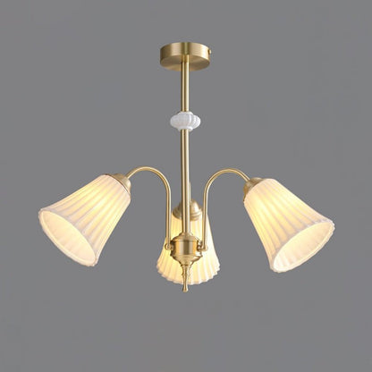 Ceramic Trumpet Chandelier in Gold Finish