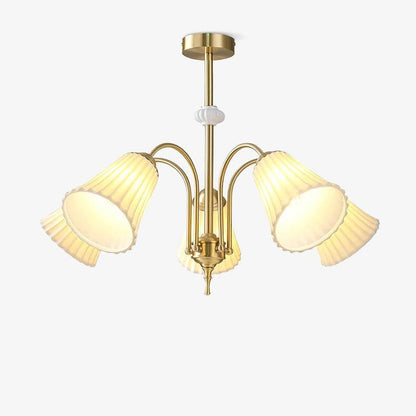 Ceramic Trumpet Chandelier in Gold Finish