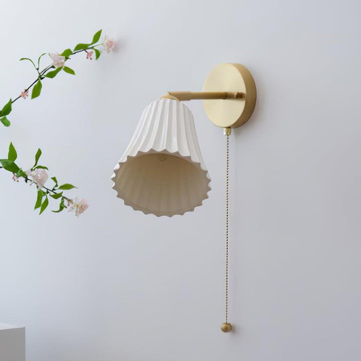 Ceramic Trumpet Wall Sconce with Brass Accents