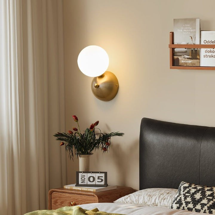 Circular Glass & Brass Wall Sconce