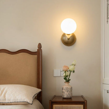 Circular Glass & Brass Wall Sconce