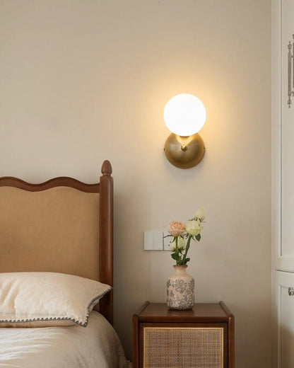 Circular Glass & Brass Wall Sconce