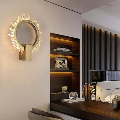 Clear Crystal LED Wall Sconce in Gold Finish