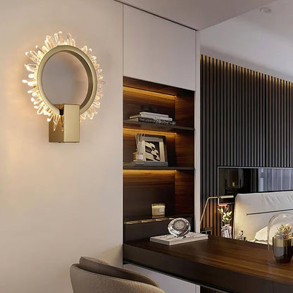 Clear Crystal LED Wall Sconce in Gold Finish