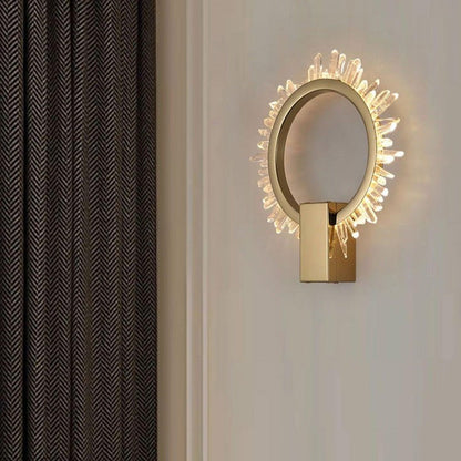 Clear Crystal LED Wall Sconce in Gold Finish