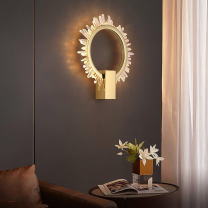 Clear Crystal LED Wall Sconce in Gold Finish