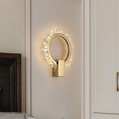 Clear Crystal LED Wall Sconce in Gold Finish