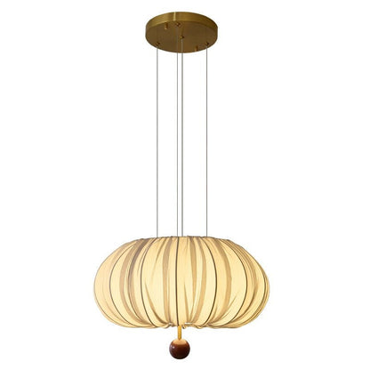 Cloud-Like Balloon Ceiling Pendant Light with Fabric & Wood Accents
