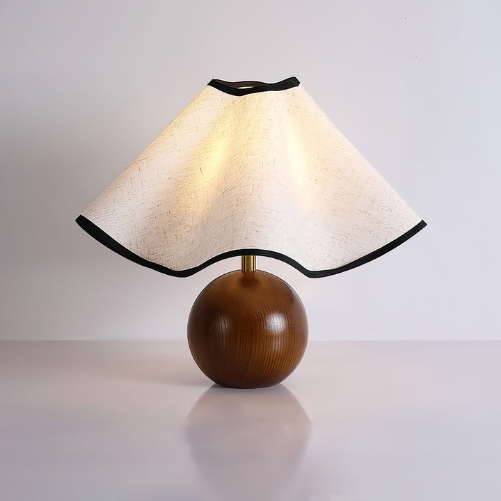 Coastal Wave-Inspired Table Lamp with Wooden Base