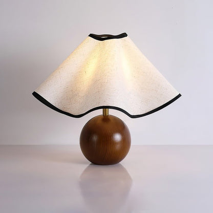 Coastal Wave-Inspired Table Lamp with Wooden Base