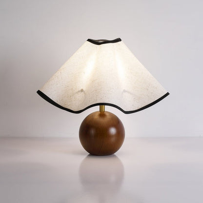 Coastal Wave-Inspired Table Lamp with Wooden Base