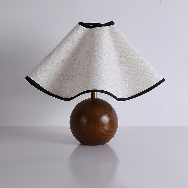 Coastal Wave-Inspired Table Lamp with Wooden Base