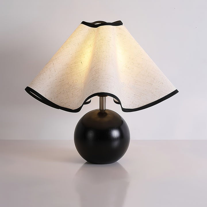Coastal Wave-Inspired Table Lamp with Wooden Base